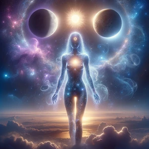 > A realistic digital painting in vertical 3:4 format of a cosmi...