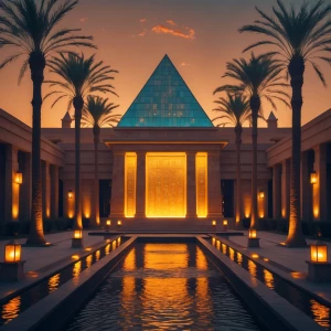 Front of the Mansion – The Golden Pyramid Entrance: An awe-inspi...