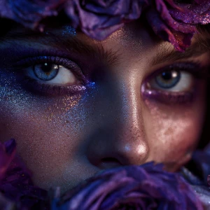 Macro close-up fashion shot of a beauty with the majestic wild r...