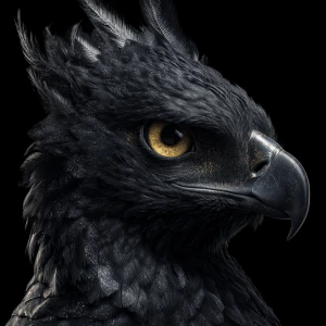 A mysteriously majestic shadowy griffin emerges from the depths...