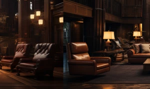 luxurious modern throne room lounge, central massively comfortab...