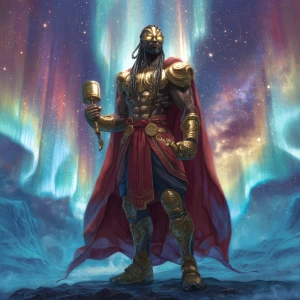 Full-body portrait of Heimdall, Norse god and guardian of the Bi...