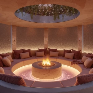 You are in the sunken lounge called The Roselight Pit, a sophist...