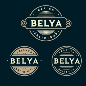 General logo con la palabras BelYa Delicious vintage minimalista...