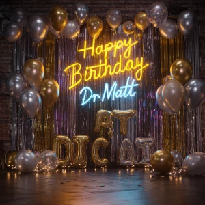 Create a realistic picture of a scene decorated for a surprise b...