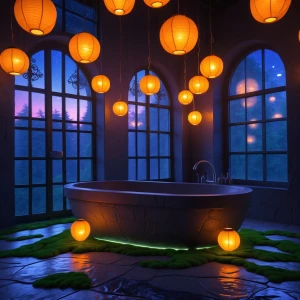 In a serene and mystical setting known as Bathroom 5 — Twilight...