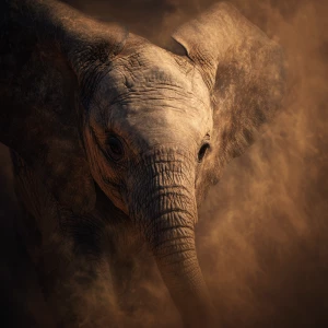 A juvenile African elephant named Ember, getting ready to sleep....