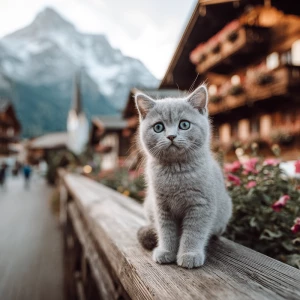 adorable silver gray British Shorthair kitten named Koko with ro...