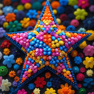 I star made from 100 differently colored dementiona