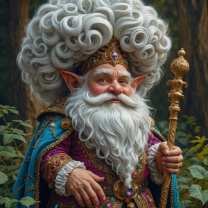 Intricately detailed and whimsically surreal, a baroque gnome sp...