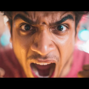 Ultra-realistic YouTube thumbnail, Indian male vlogger with exci...