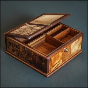 A 11 x 11 box with 3 
open compartments