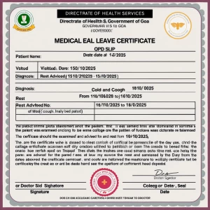 Create a simple and official medical leave certificate based on...