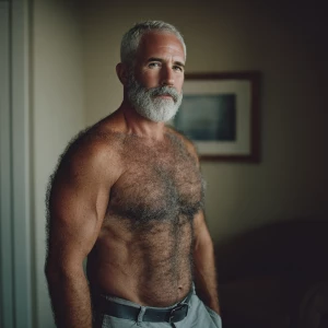 A light-skinned, muscular man with a substantial amount of body...