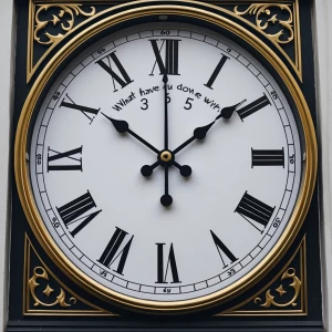 Looking for an image of a clock and saying what have you done wi...