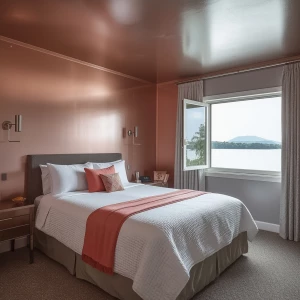 Guest Room 2 – Silver Coral Room
“Metallic blush walls with cora...