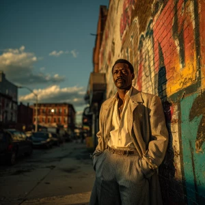 Create a cinematic, high-resolution image of a strong, confident...