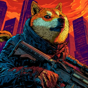MEME DOGE in GTA art style,  , highly detailed character portrai...