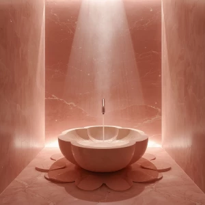 Generate an image of a bathroom named "Petal Sink Room," resembl...