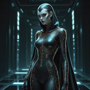 In the dimly lit depths of a virtual world, a hauntingly elegant...