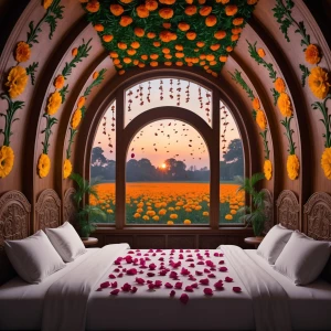 Guest Bedroom 2 — Garden Bloom Room
Bedroom surrounded by curved...