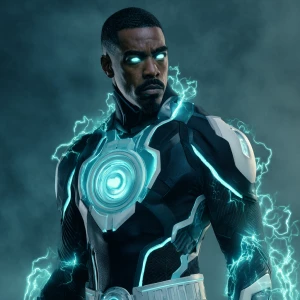 A muscular black man with short, dark hair and a neatly trimmed...