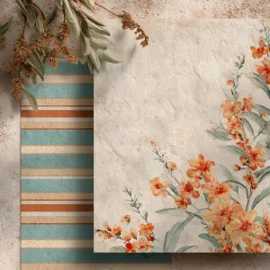printable background paper, summer floral design mixed with fade...