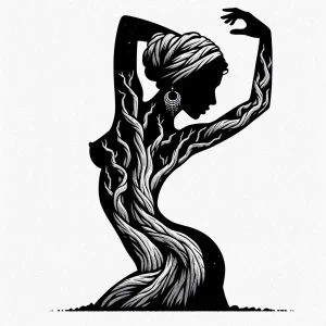Create a black and white vector silhouette depicting a side prof...