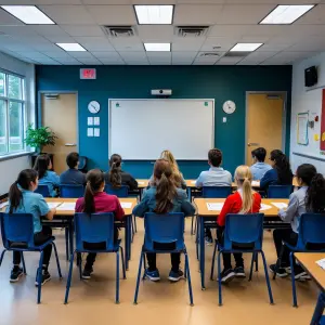 Seating arrangement for 26 students with an interactive whiteboa...