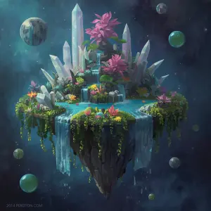 A celestial garden suspended in the vast expanse of space, this...
