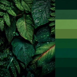 Generate a realistic depiction of a dark green scene featuring a...