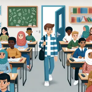 A boy come into a class full of students with diversity like a g...