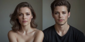 СТРОГО сохранить внешность двух людей с загруженных фото 1:1: ли...