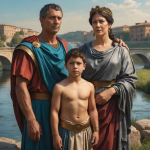 A historically accurate depiction of a young Julius Caesar stand...