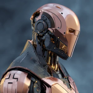 3d android robot in the style of cyberpunk full body portrait