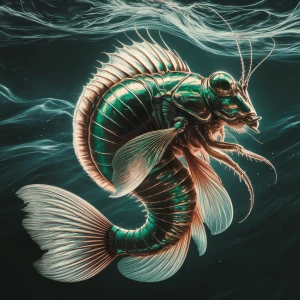 A shimmering, intricately detailed creature resembling a regal o...