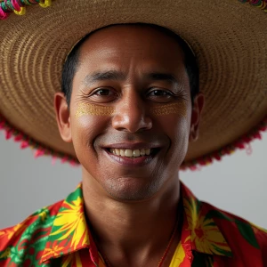 A hyperrealistic photograph of a typical “cumbiambero” from Barr...