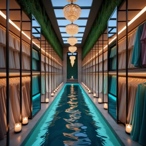 Master Closet 2 — Waterlight Walk-In
A long, mirrored closet cor...
