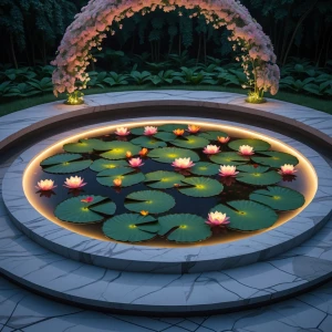Lilypad Meditation Basin
A circular pool set in a marble floor,...