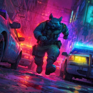 Humanoid gangster cats that look like humans and walk upright, s...