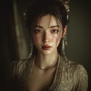 Ultra-realistic portrait of a young East Asian woman, soft natur...