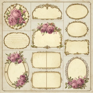 Victorian Mauve Rose Labels – 12 Blank Ornate Labels (No Text)...