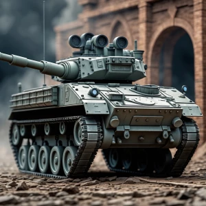 A tank with 2 mechanoid legs instead of treads with nuclear icbm...