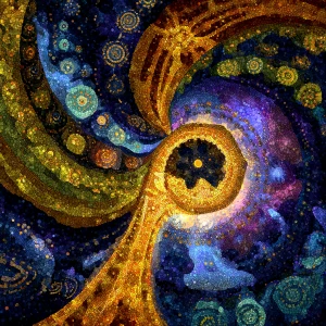 A whimsically vivid digital oracle, its pixelated form exuding a...
