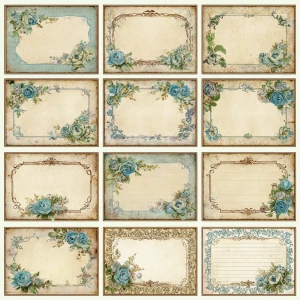 Print-ready shabby-chic label set; A4 & US Letter, 300 DPI, sRGB...