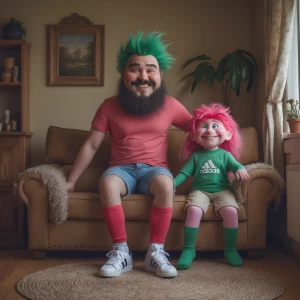 Crea un'immagine con sfondo un salotto di casa con un caminetto...