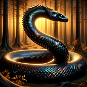 In the shadows of a dimly lit forest, a stygian chiaroscuro quan...