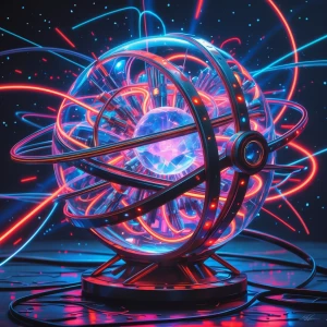 A whimsically chaotic quantum communication device, filled with...