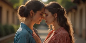 Crea una imajen romantica de dos personas enamoradas