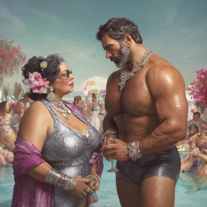 Hyperrealism . a punjabi  villain  curvy mother in law, in her l...